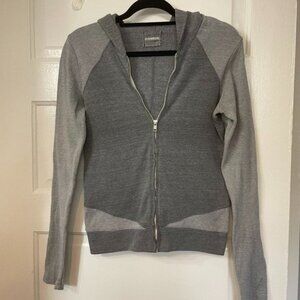 Monrow Two-tone Grey Zipper Hoody, Size M